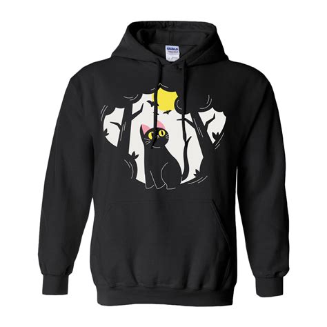 Cute Black Cat Hoodie 5 Colors Haunted Forest Hooded Etsy