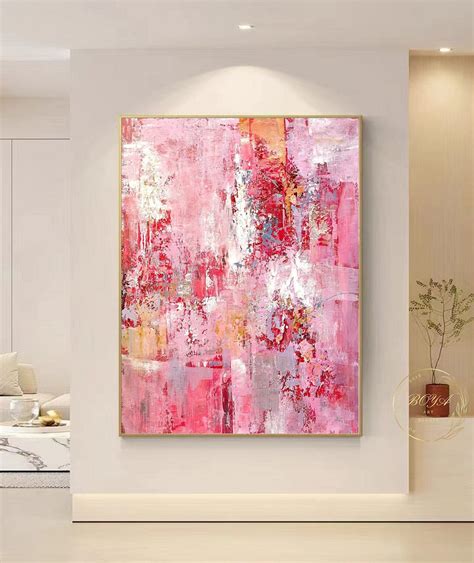 Large Pink Painting Pink Abstract Painting Pink Wall Painting Pink