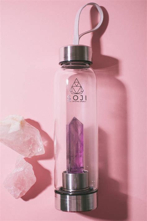 Soji energy- amethyst quartz crystal bottle | Glass water bottle, Water bottle, Bottle