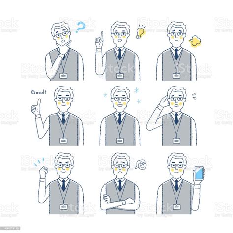 Male Facial Expression Variation Set Stock Illustration Download