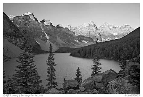 Black And White Picturephoto Wenkchemna Peaks Above Moraine Lake