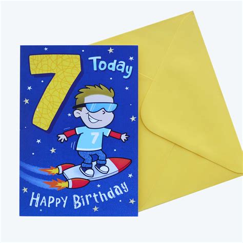 Birthday Card 7th Birthday Boy Garlanna Greeting Cards