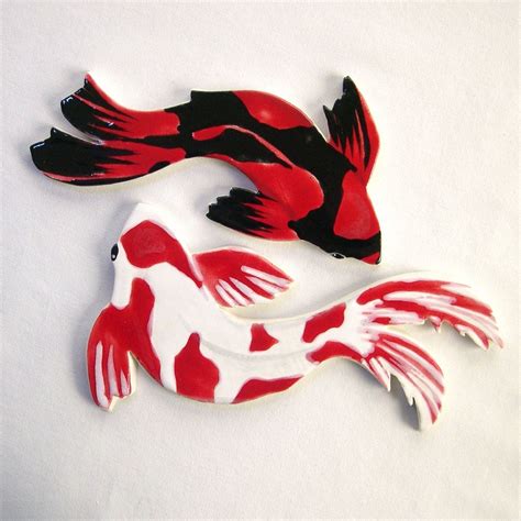Handmade Ceramic Mosaic Koi Tiles Fish Hand Painted Art Tiles Etsy