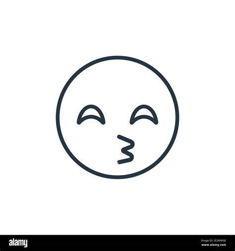 Besos Con Ojos Cerrados Emoji Contorno Vector Icono Línea Delgada