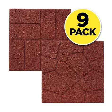 Rubberific Red 16 Rubber Paver 9 Pack