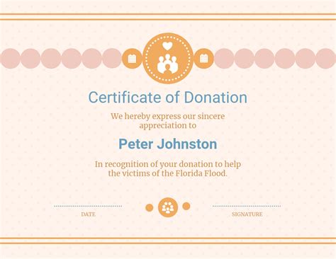 Cream Donation Appreciation Certificate Template