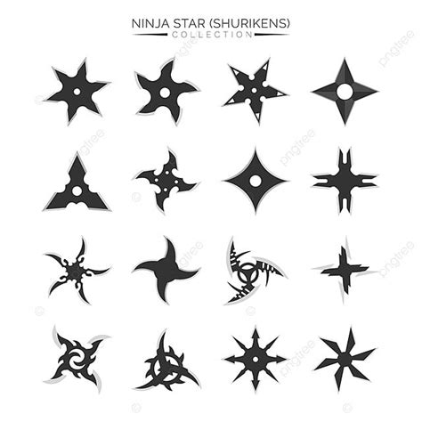 Ninja Star Shurikens Vector Collection Black Collection Flat Png And