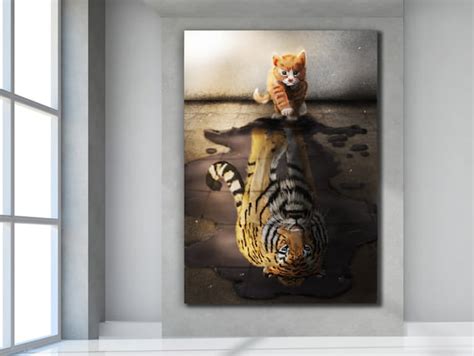 Tiger Reflection Cat Wall Arttiger Wall Decorwild Cat Home Etsy