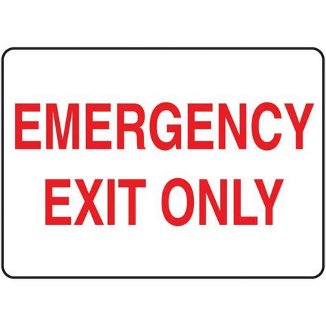 Safety Sign Emergency Exit Only Red White 7 X 10 Plastic From Davis