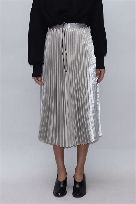 W A N T S Metallic Pleated Skirt Silver Garmentory