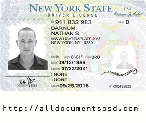 New York Driving License Psd Template