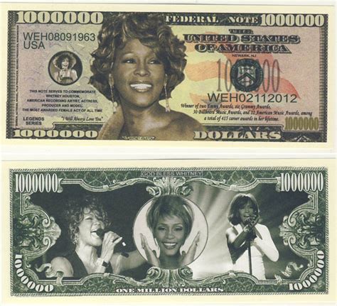 Humoristic Bills Whitney Houston United States One Million Dollars