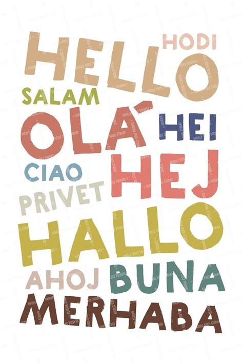 Hello In Different Languages Hello Printable Poster Fun Etsy Uk