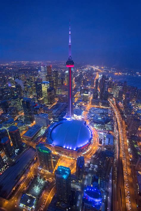 Aerial Photo Toronto Skyline At Dusk