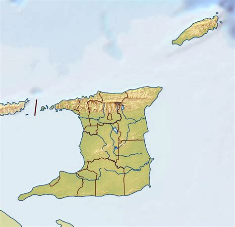 Большая карта рельефа Тринидада и Тобаго Тринидад и Тобаго Северная