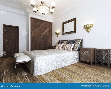 The Large Bed In The Bedroom Is Middle Eastern Arabic Style With Stock