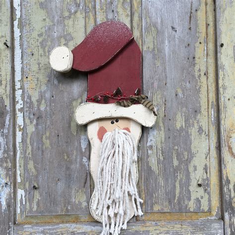 Santa Door Hanger, Santa Decorations, Santa Decor, Santa Wall Hanging, Country Santa Decor, Wood 