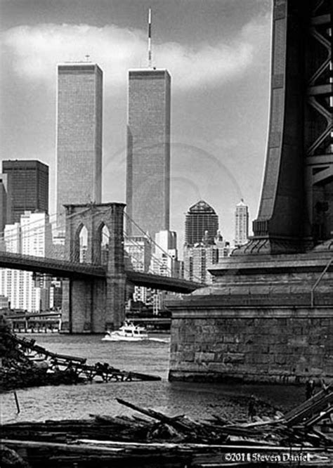 Twin Towers Brooklyn Bridge New York City Nyc