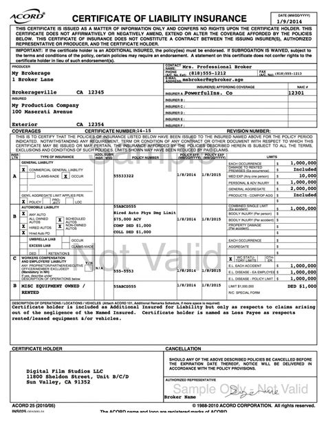 What Is A Accord Insurance Certificate Template Doc In 2021