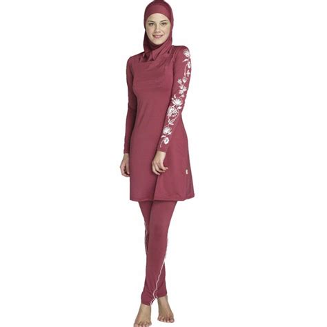 2018 Women Plus Size Printed Floral Muslim Swimwear Hijab Muslimah