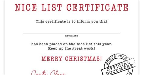 These certificates are unique to this site, i made 'em for you. Free Printable Nice List Certificate | Signed by Santa