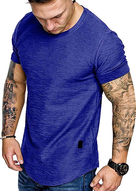 fashion mens t shirt muscle gym workout athletic shirt cotton tee shirt top