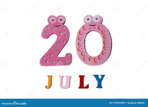 July 20 Image Of July 20 On White Background Stock Image Image Of