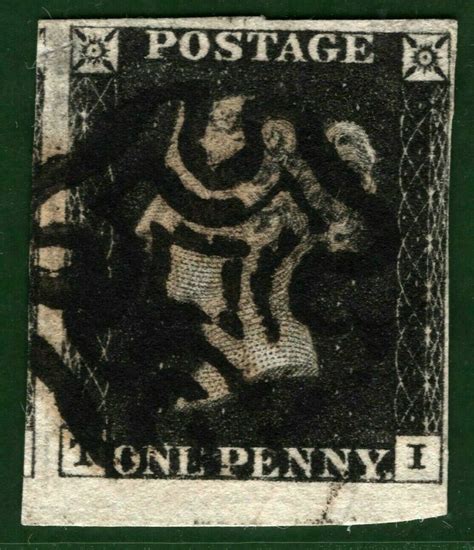 Gb Penny Black Sg2 1840 1d Plate 4 Ti Black Mx Large Stamp Cat £400