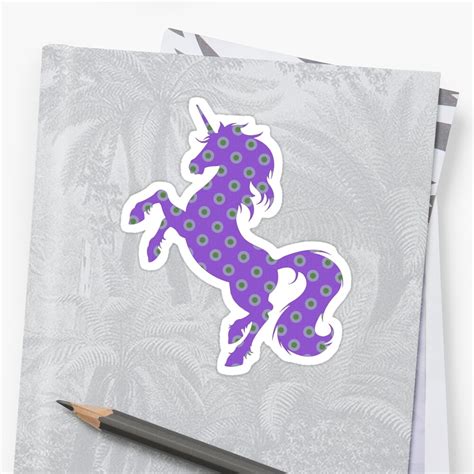 Magical Purple Unicorn With Circle Pattern Sticker By Homelandgallery