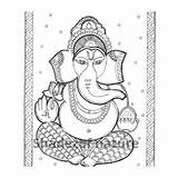 Ganesha Madhubani sketch template