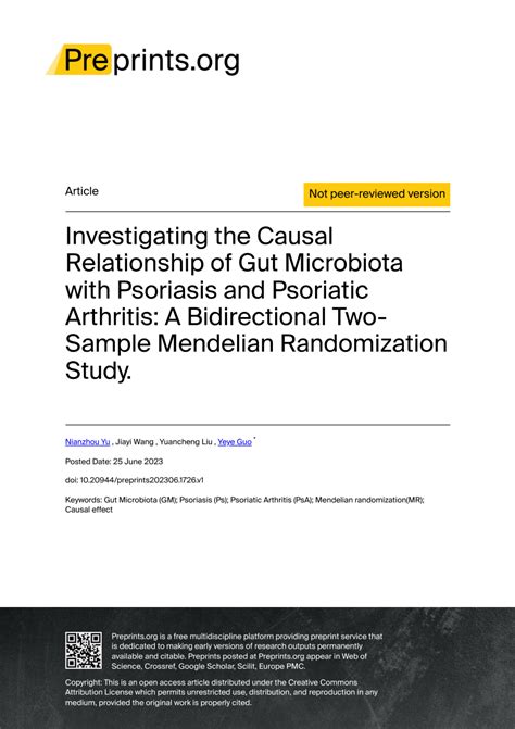 pdf investigating the causal relationship of gut microbiota with psoriasis and psoriatic