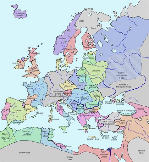 Map Of Medieval Europe 1300 Late Middle Ages Wikipedia Secretmuseum