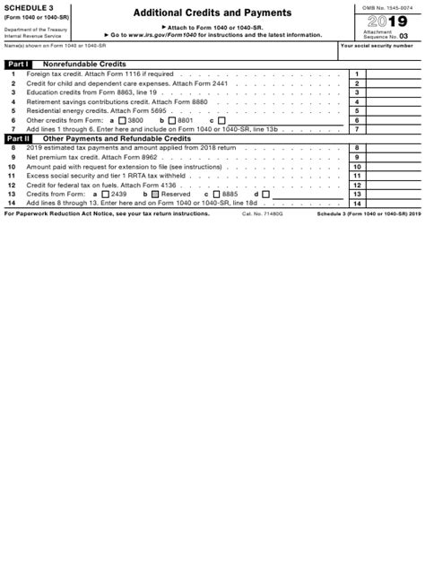 Irs Form 1040 1040 Sr Schedule 3 Download Fillable Pdf Or Fill Online
