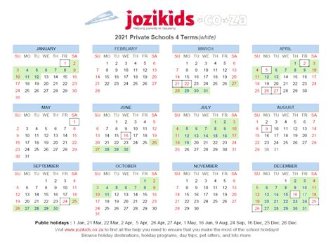March School Holidays 2021 South Africa Schl Public 01 January