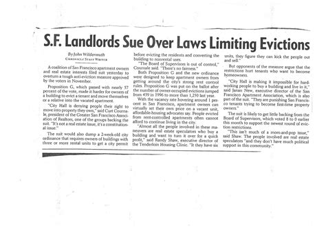 S.F. Landlords Sue Over Laws Limiting Evictions - Tenderloin Housing Clinic