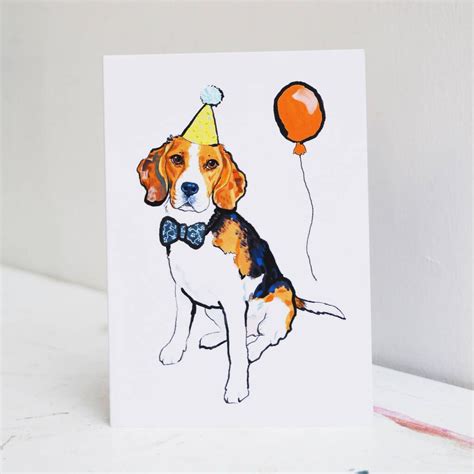 Beagle Birthday Card By Pet Portrait Illustration Birthday Cards