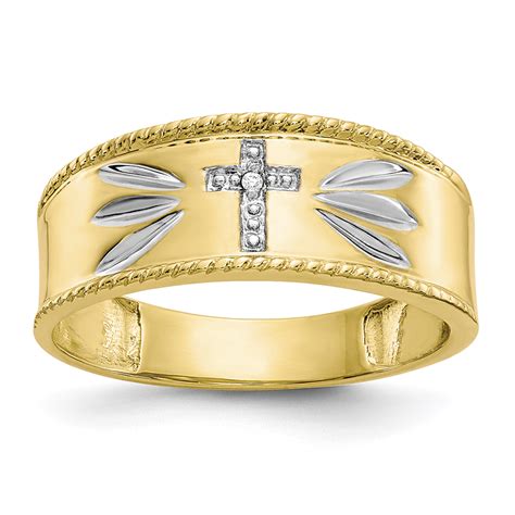 This affordability allows you to freely choose classic ring designs, or. Bridal Wedding Band - 10K Two-Tone Gold Men's Diamond Cross Wedding Band Ring (0.004 CTW), Size ...