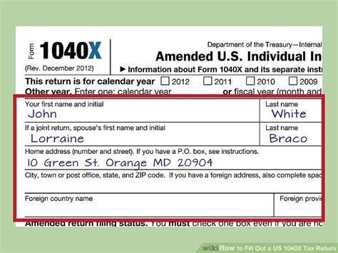 How To Fill Out A Us 1040x Tax Return With Form Wikihow