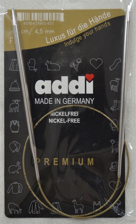 Addi knitting needles are one of the finest and most durable needs out there. Addi Circular Knitting Needle 60cm x 4.50mm White Brass ...