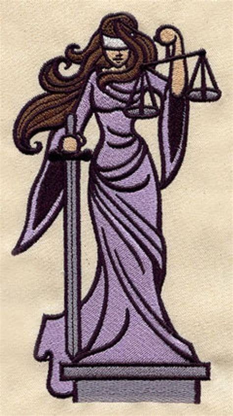 Lady Justice Scales Of Justice Embroidered Waffle Weave Handdish Towel