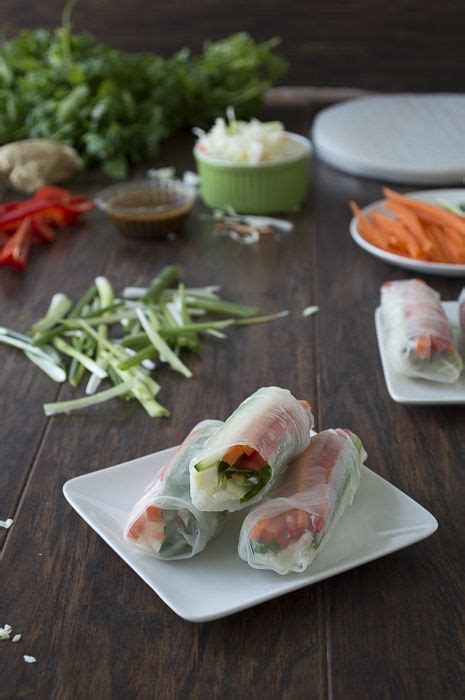 Fresh Spring Rolls Filled With Julienne Carrots Pepper Zucchini