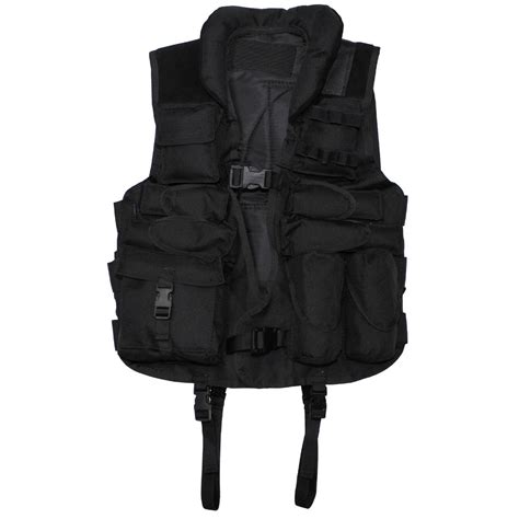 Tactical Vest With Leather Black Black Fbi Military Tactical