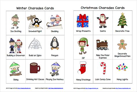 Winter And Christmas Charades Free Printable Game For Kids Christmas