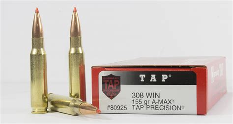 Hornady 308 Win 155 Gr A Max Tap Precision Police Trade Ammo 20box