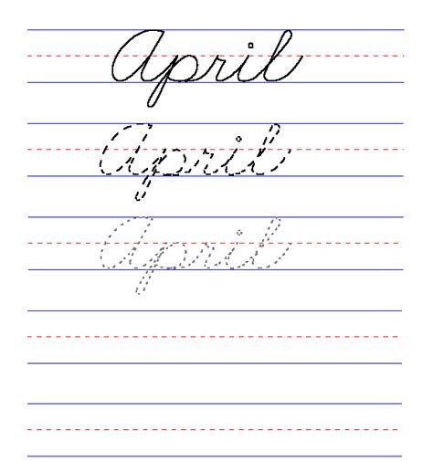 Handwriting For Kids Cursive Month Of The Year April