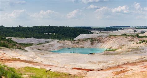 Turquoise Quarry Lake In Abandoned Kaolin Pit In Summer Day Stock Image