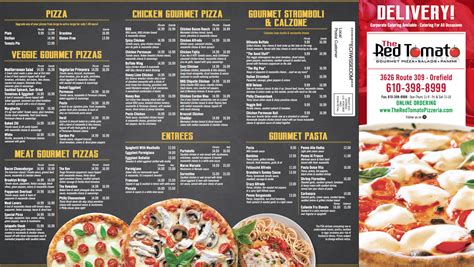 The Red Tomato Pizzeria Menu Specialty Pizzas Allentown Pa