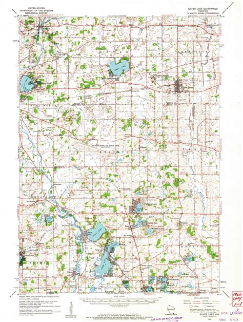 Silver Lake Wisconsin 1960 1962 Usgs Old Topo Map Reprint 15x15 Wi