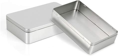 Large Metal Tin Box With Lid 2 Pcs Portable Storage