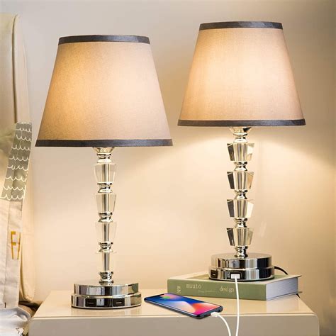 Lifeholder Bedside Lamp Exquisite Crystal Lamp With Dual Usb Ports